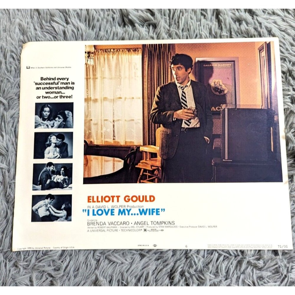 I Love My Wife Universal Pictures 1970 Elliot Gould Movie Lobby Card Poster VTG
